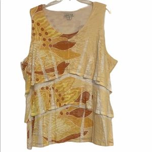 Coldwater Creek Flutter Layered Yellow Tank